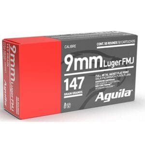 Handgun 9mm Luger Ammo - Aguila Ammo 9mm Fmj Flat Point 147gr 50bx