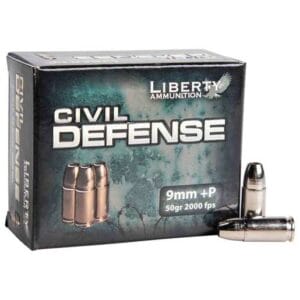 Liberty Civil Defense 9mm Luger +P 50gr HP Handgun Ammo - 20 Rounds