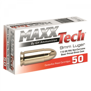 MAXXTech 9MM FMJ 115 Grain 50 Rounds