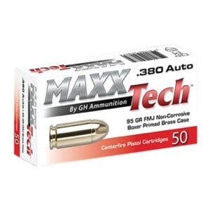 Maxxtech 380 Auto Handgun Ammo - 380 Acp 95gr Full Metal Jacket 50/Box