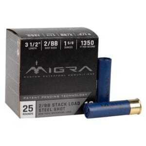 Migra Steel Shot 12 Gauge 3-1/2in #2/BB 1-5/8oz Waterfowl Shotshells - 25 Rounds - #2BB