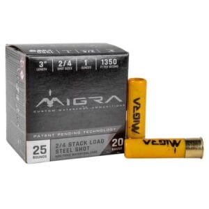 Migra Steel Shot 20 Gauge 3in #2/4 1oz Waterfowl Shotshells - 25 Rounds - #2,4