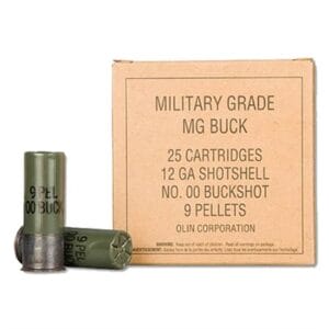 Military Grade 12 Gauge Shotgun Ammo - 12 Gauge 2-3/4'''' 9 Pellets #00 Shot 25/Box