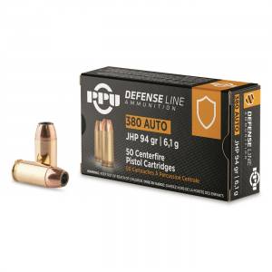 PPU Defensive Line .380 ACP JHP 94 Grain 50 Rounds