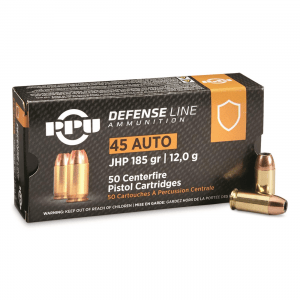 PPU Defensive Line .45 ACP JHP 185 Grain 50 Rounds