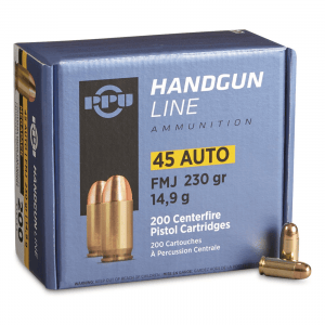 PPU Handgun Line .45 ACP FMJ 230 Grain 200 Rounds