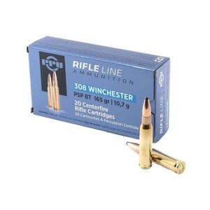 PPU Standard Rifle 308 Winchester 165gr PSPBT Rifle Ammo - 20 Rounds