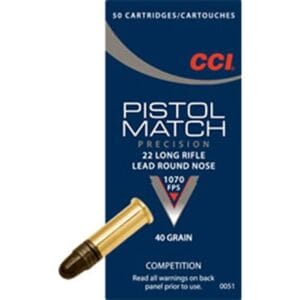 Pistol Match Ammo 22 Long Rifle 40gr Lead Round Nose - 22 Long Rifle 40gr Lead Round Nose 50/Box