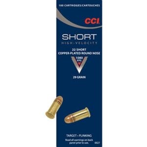 Short High Velocity Ammo 22 Short 29gr Cprn - 22 Short 29gr Copper Plated Round Nose 100/Box