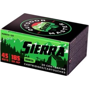 Sierra Outdoor Master 45 Auto (ACP) 185gr JHP Handgun Ammo - 20 Rounds