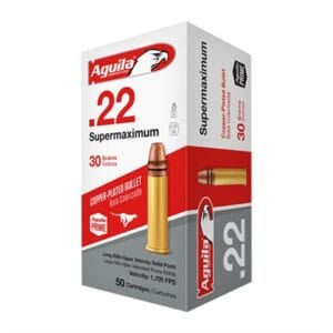 Supermaximum 22 Long Rifle Rimfire Ammo - 22 Long Rifle 30gr Copper Plated Solid Point 50/Box