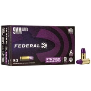 Syntech Training Match 9mm Ammo - 9mm Luger 124gr Syntech Jacket Flat Nose 50/Box