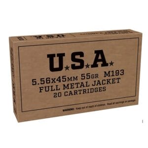 Usa 5.56 X 45mm Ammo - Lake City M193 5.56x45mm 55gr Full Metal Jacket 20/Box