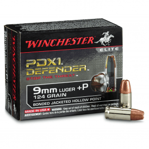 Winchester Defender 9mm +P Bonded Jacketed Hollow Point 124 Grain 20 Rounds