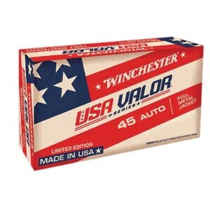 Winchester USA Valor 45 Auto (ACP) 230gr FMJ Handgun Ammo - 100 Rounds