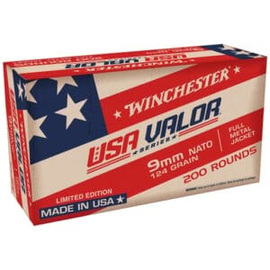 Winchester USA Valor 9mm Luger 124gr FMJ Handgun Ammo - 200 Rounds