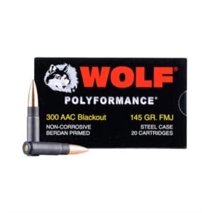 Wpa Polyformance 300 Aac Blackout Ammo - 300 Aac Blackout 145gr Full Metal Jacket Bimetal 500 Case