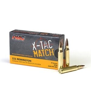 X-Tac Match 223 Remington Rifle Ammo - 223 Remington 77gr Open Tip Match 20/Box