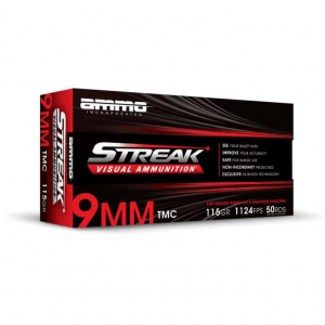 Ammo Inc Streak Red Handgun Ammunition 9mm Luger 115gr TMC 1124 fps 50/ct