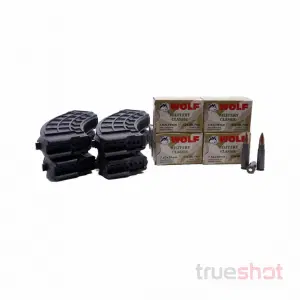 Bundle Deal: 4 US Palm AK-47 Mags and 120 Rounds of Wolf 7.62x39