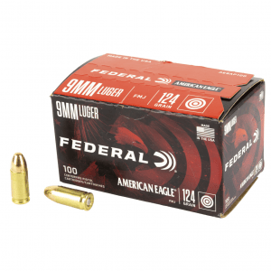 FEDERAL 9mm Luger 124gr Fmj 100rd Centerfire Pistol And Revolver Ammunition (AE9AP100)