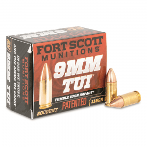 Fort Scott Tumble Upon Impact Ammo 9mm SCS 115 Grain 20 Rounds