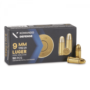 Komando Defense Steel Case 9mm FMJ 115 Grain 50 Rounds