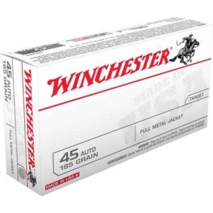 Winchester USA 45 Auto (ACP) 185gr FMJ Handgun Ammo - 50 Rounds