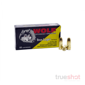 Wolf - 9mm - 124 Grain - FMJ - Steel Case (Brass Plated)