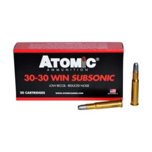 Atomic Ammunition .30-30 Winchester 165 Grain Subsonic Lead Round Nose Flat Point Rifle Ammo