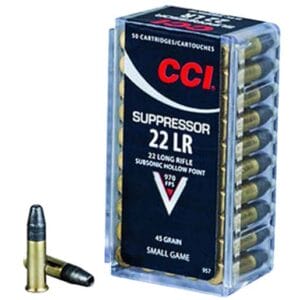 CCI Suppressor 22 Long Rifle 45gr LHP 50RD Rimfire Ammo - 50 Rounds