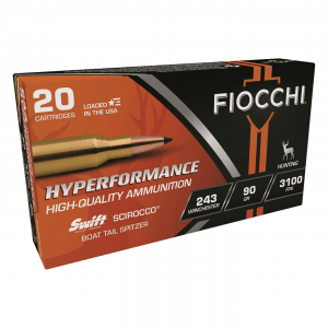 Fiocchi Hyperformance .243 Win. Swift Scirocco BTS 90 Grain 20 Rounds