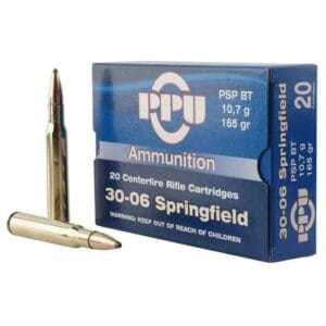 PPU Standard Rifle 30-06 Springfield 165gr PSP Rifle Ammo - 20 Rounds