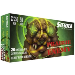 Sierra Prairie Enemy 22-250 Remington 50gr Blitzking Rifle Ammo - 20 Rounds