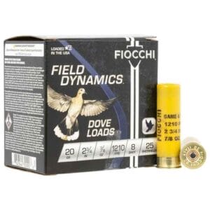 Fiocchi Field Dynamics Dove & Quail 20 Gauge 2-3/4in #8 7/8oz Upland Shotshells - 25 Rounds - #8