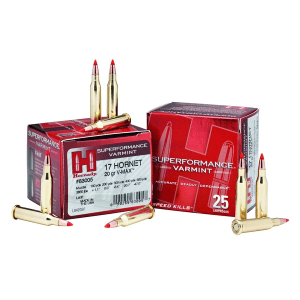 HORNADY Superformance Varmint 17 Hornet 20 Grain V-MAX Ammo, 25 Round Box (83005)