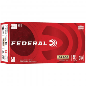 Federal Champion Handgun Ammunition .380 Auto 95gr FMJ 990 fps 50/ct