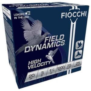 Fiocchi Field Dynamics High Velocity 20 Gauge 3in #7.5 1-1/4oz Upland Shotshells - 25 Rounds - #7.5