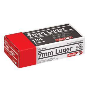 AGUILA 9mm Luger 124Gr FMJ 50rd Box Pistol Ammo (1E092110)