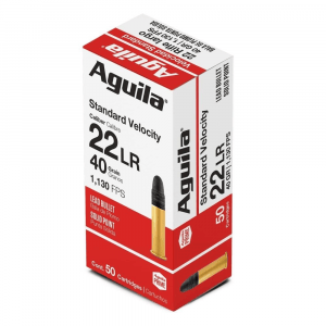 Aguila Standard Velocity Rimfire Ammunition .22 LR 40 gr LRN 1130 fps 50/ct