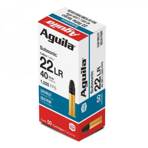 Aguila Subsonic Rimfire Ammunition .22 LR 40 gr. SP 1025 fps 50/ct