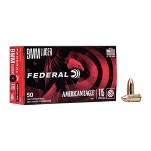 American Eagle 9mm Luger Ammo - 9mm Luger 115gr Full Metal Jacket 50/Box