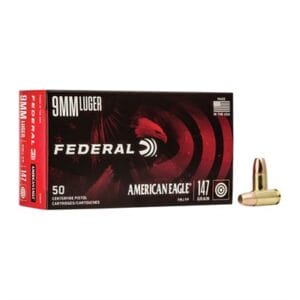 American Eagle 9mm Luger Ammo - 9mm Luger 147gr Full Metal Jacket Flat Nose 50/Box