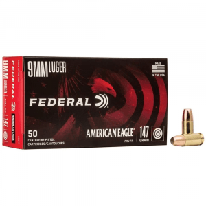 American Eagle Handgun Ammunition 9mm Luger 147 gr FMJ 1000 fps 50/ct