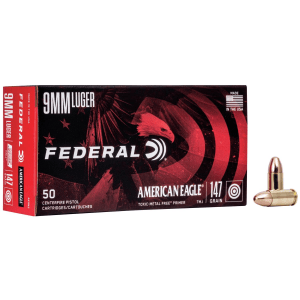 American Eagle IRT Handgun Ammunition 9mm Luger 147 gr. TMJ 1000 fps 50/ct