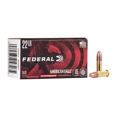 American Eagle Suppressor 22 Long Rifle Rimfire Ammo - 22 Long Rifle 45gr Cplrn Subsonic 50/Box