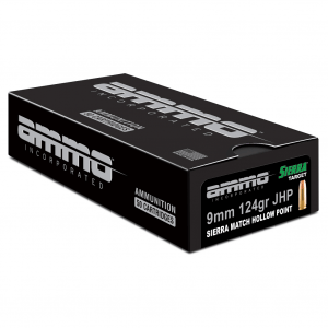 Ammo Inc Signature, 9MM, 124 Grain, Sierra Match Jacketed Hollow Point, 50 Round Box 9124JHP-SRR50