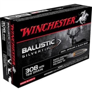 Ballistic Silvertip 308 Winchester Rifle Ammo - 308 Winchester 168gr Ballistic Silver Tip 20/Box