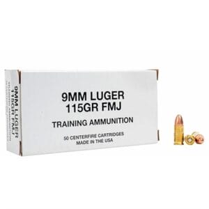 Blazer Training 9mm Luger Handgun Ammo - 9mm Luger 115gr Full Metal Jacket 50/Box