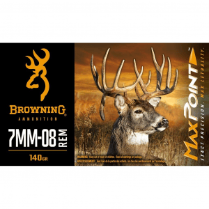 Browning Max Point Rifle Ammunition 7mm-08 Rem 140gr PT 2800 fps 20/ct